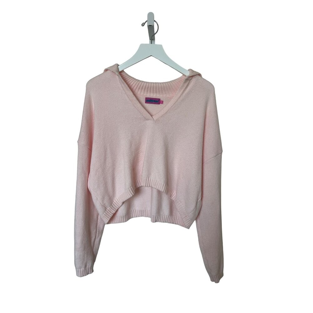 Edikted Marcie  Johnny Collar Light Pink Oversize Crop Sweater - Picture 4 of 6